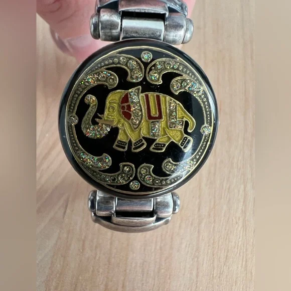 Cardini Vintage Bracelet Watch Gorgeous Inlay Elephant Enamel Watch and Band. Cardini Watch - Etsy main image 4